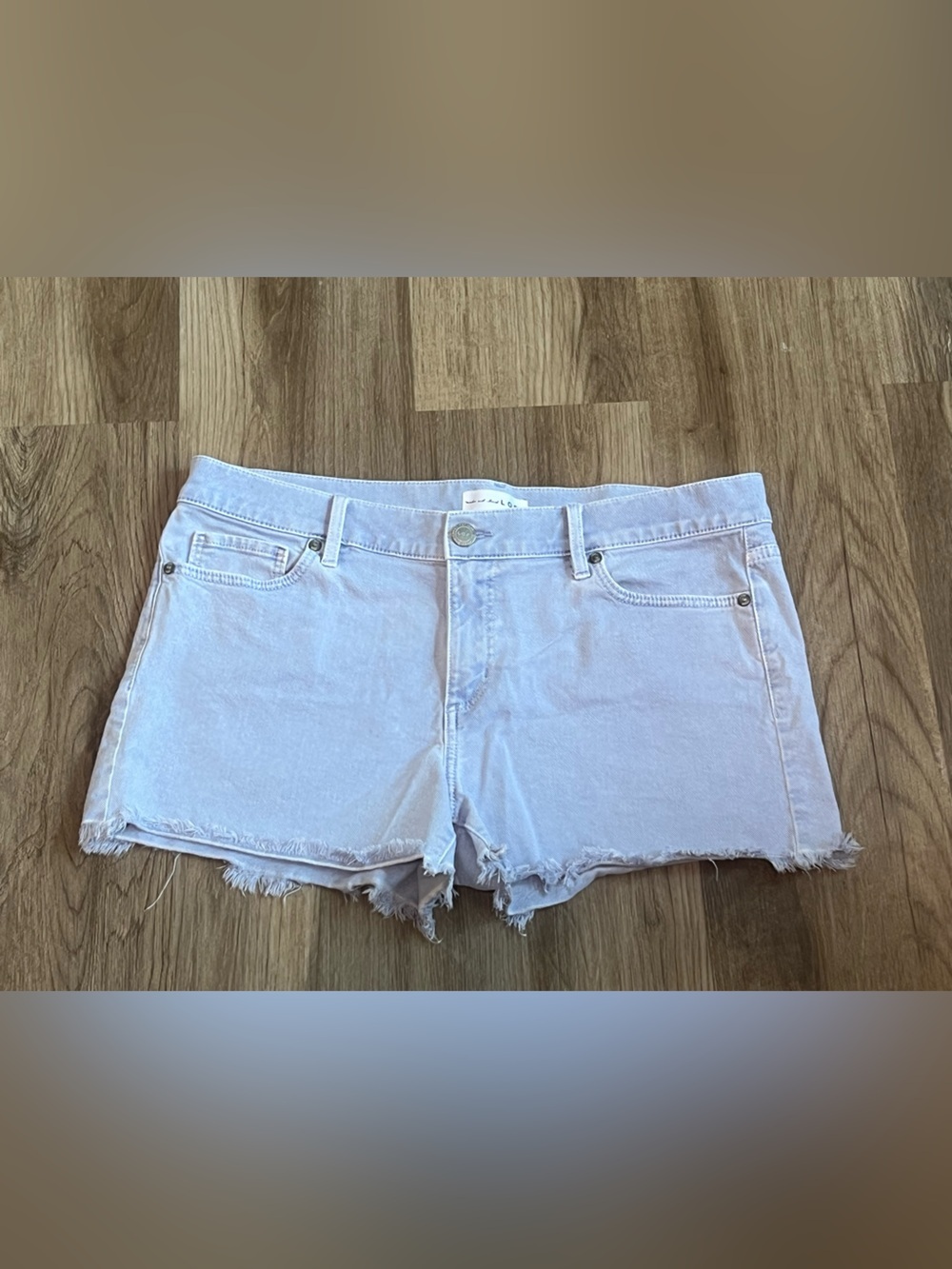 LOFT Frayed Hem Denim Shorts in Light Blue